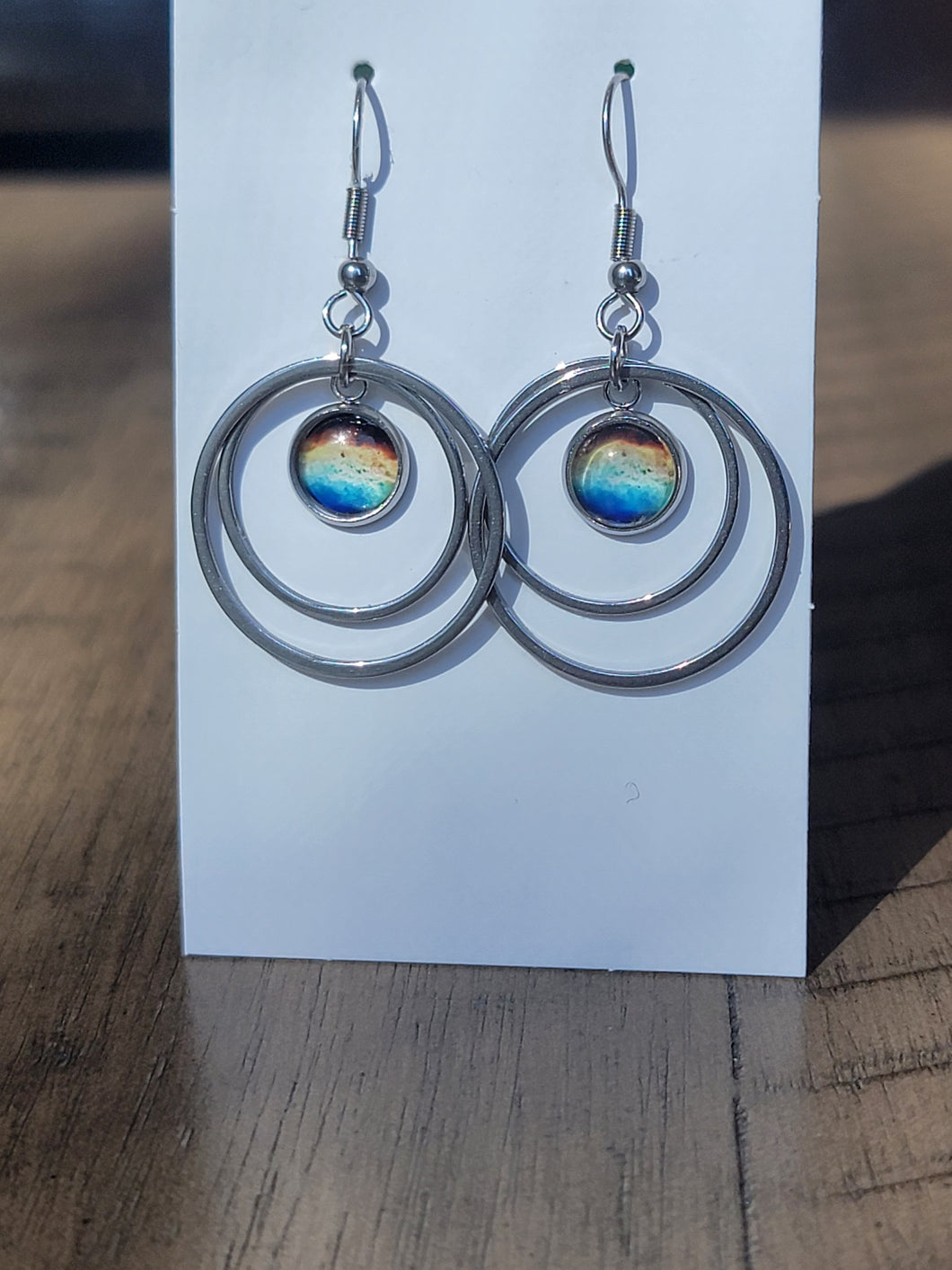 Double circle stainless steel earrings