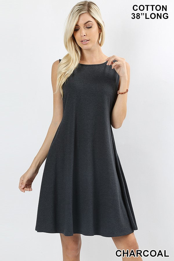 Sleeveless Cotton Dress with side pockets