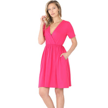 Load image into Gallery viewer, Short Sleeve V neck dress with side pockets
