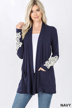 Load image into Gallery viewer, Cardigan with Lace Accent Sleeves
