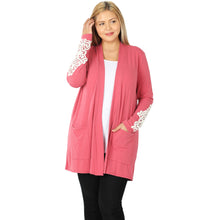 Load image into Gallery viewer, Cardigan with Lace Accent Sleeves
